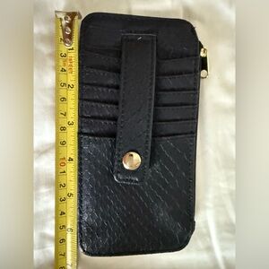 Black Textured Card Holder with Gold Button